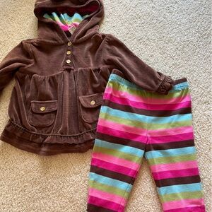 Savannah Brown Hoodie and Striped Pants Set